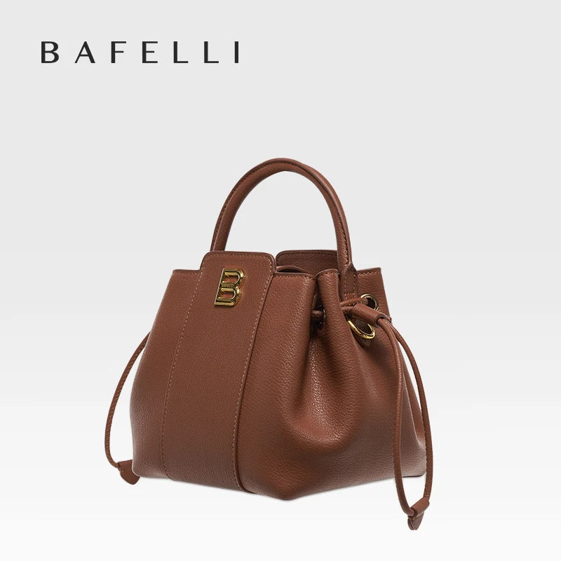 BAFELLI 2025 WOMEN'S HANDBAG BUCKET BAG FASHION LEATHER STYLISH SHOULDER LUXURY BRAND FEMALE DESIGNER PURSE CLASSIC