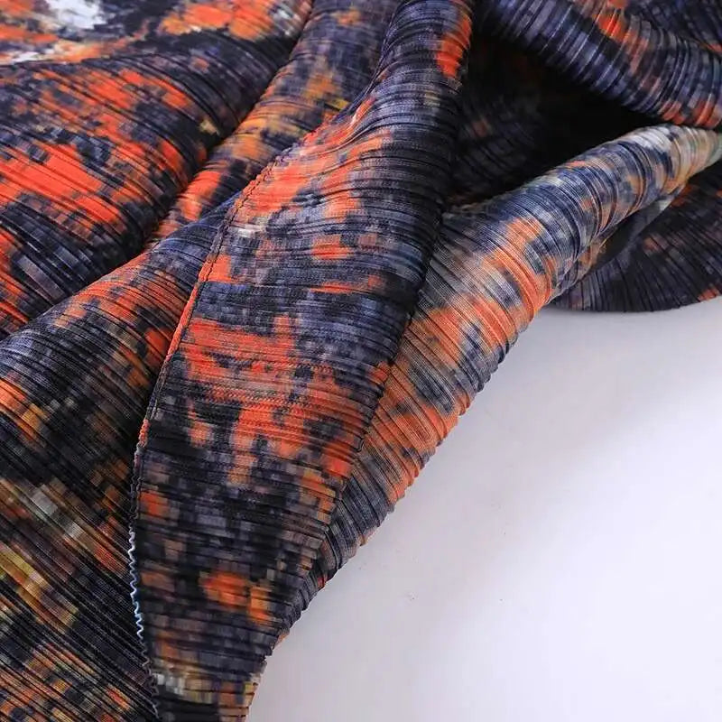 [Vibe] Modest Pleated Robe Islamic Pleated 2025 Muslim Long Sleeve Dress Cape Printed Women Fashion Abaya