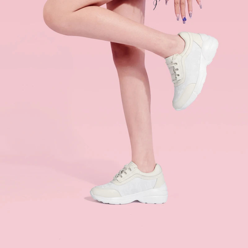 Invisible Increase Shoes for Women's 7cm White Fashionable Casual Thick Bottom Shoes Comfortable Height Increasing Skate Shoes