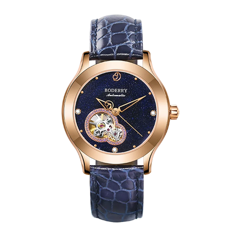 Boderry Luxury Watch Women Automatic Seagull ST1 Diamond Skeleton Sapphire Crystal Glass Female Waterproof Wristwatch Marry Gift