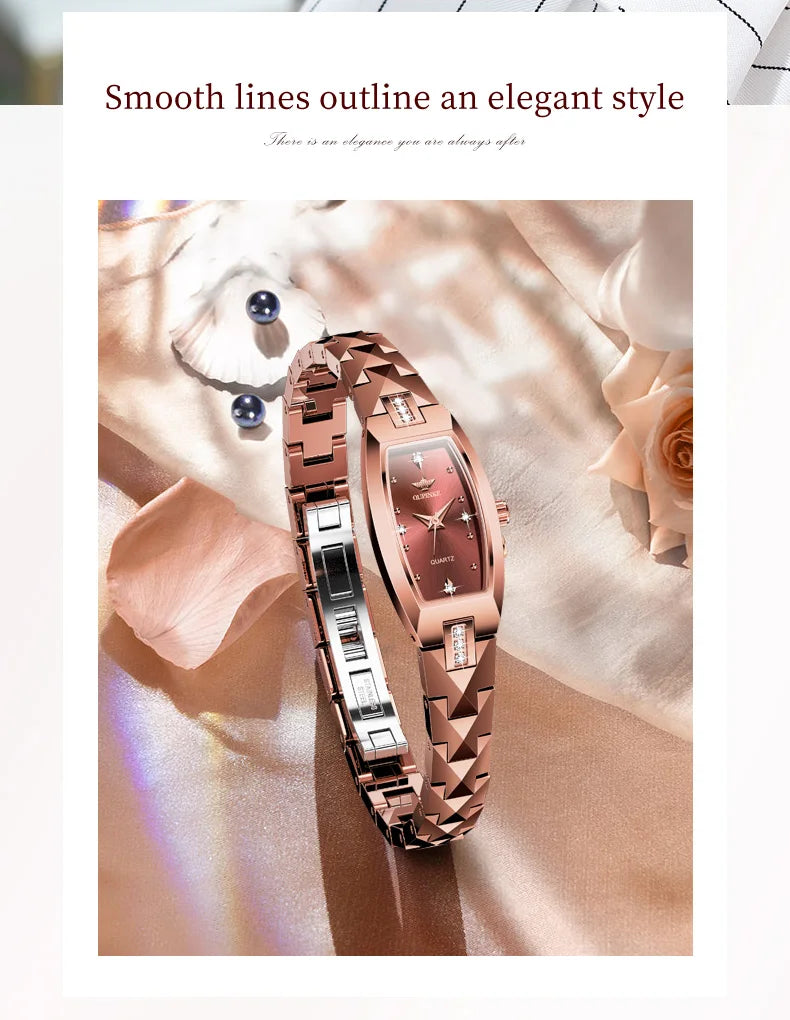 OUPINKE 3242 Women Watch Elegant Luxury Imported Swiss Movement Women Quartz Watch Diamond Tungsten Steel Watch Gift Box Set