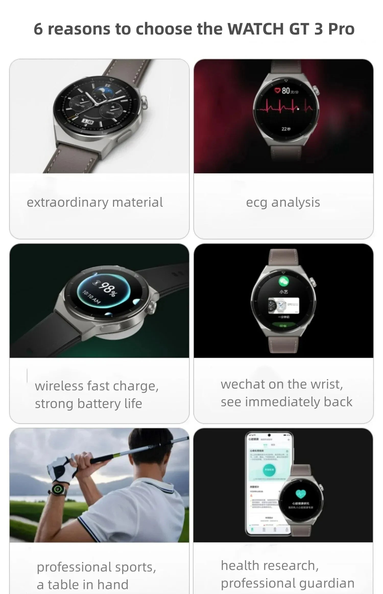 HUAWEI WATCH GT 3 Pro Titanium Body Sapphire Glass Mirror Diving Grade Waterproof 14 Days Long Battery Life Blood Oxygen Monitor