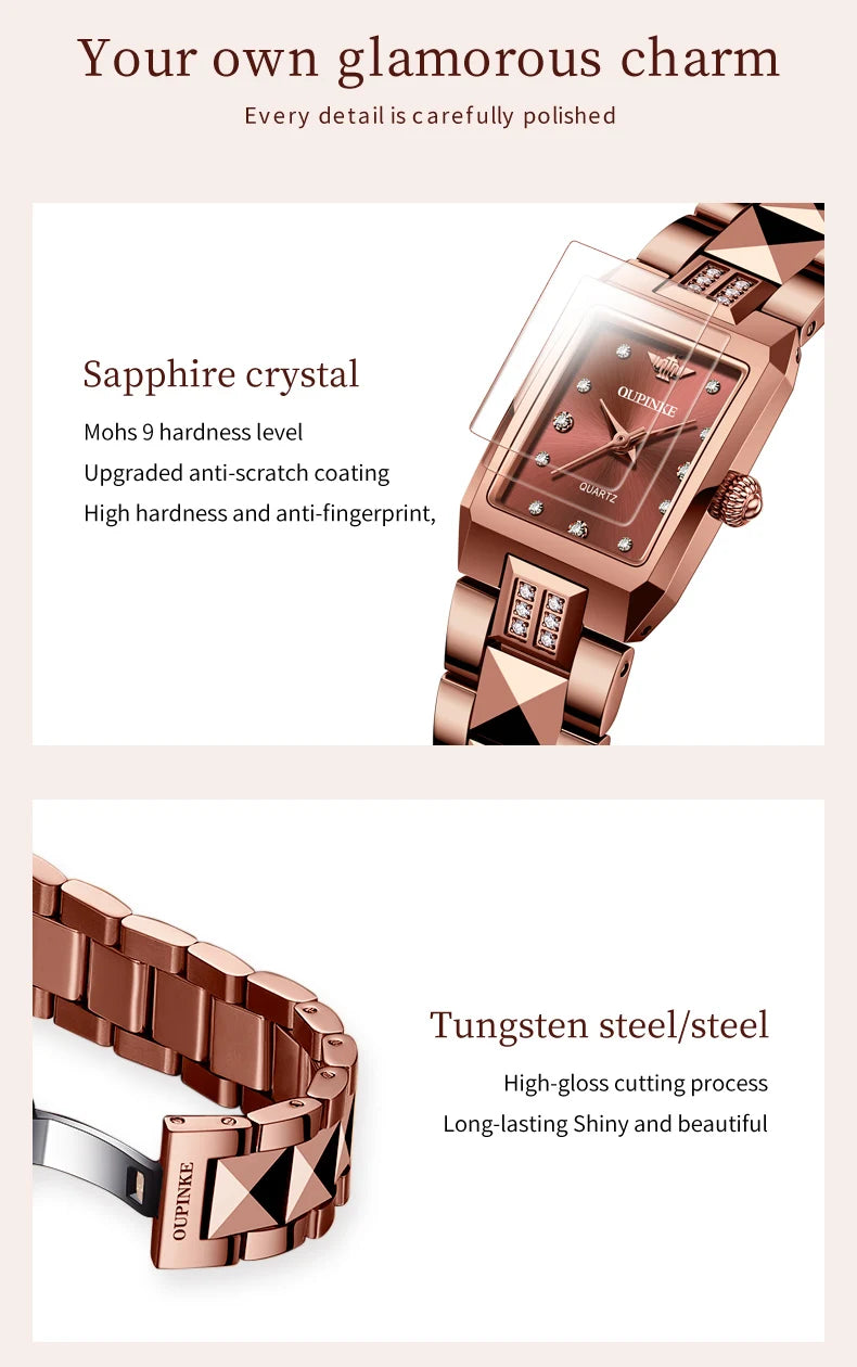 OUPINKE 3246 Japan Movement Automatic Women's Watch Luxury Elegant Diamond Tungsten steel Band Waterproof Wristwatch for Men NEW