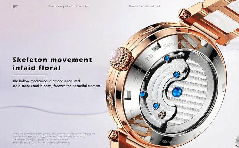OUPINKE 3183 Women Watch Top Luxury Brand Automatic Mechanical Tungsten Steel Watchstrap Waterproof Gift Box Watches For Women