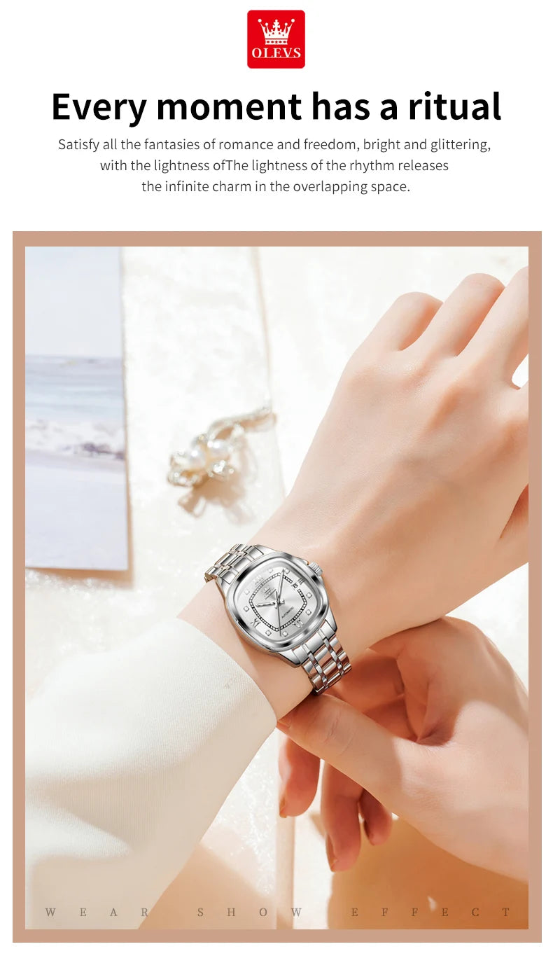 OLEVS 9810 Ladies Watch Luxury Automatic Mechanical Watch Waterproof Luminous Date Watch For Women Bracelet Set Original Reloj