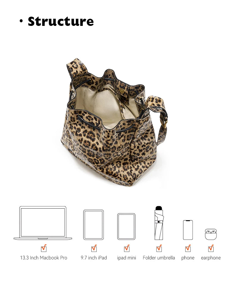 BAFELLI WOMEN'S NEW BAGS LUXURY FASHION LEATHER HANDBAGS 2025 HIGH QUALITY DESIGNER BRAND CAPACITY LADIES SHOULDER LEOPARD PRINT