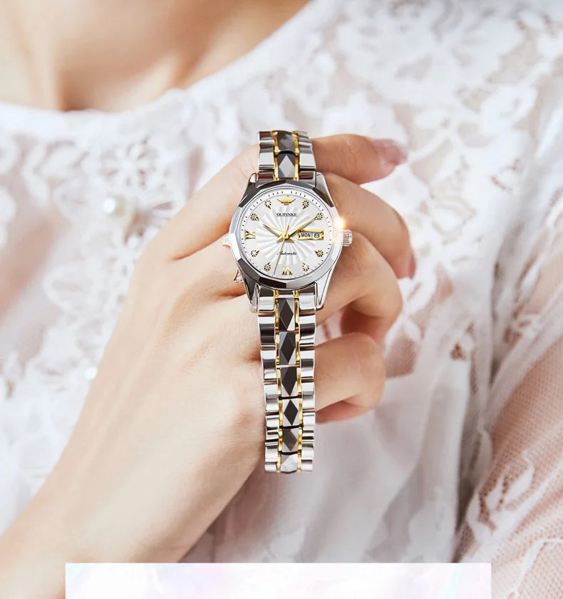OUPINKE 3169 Luxury Elegant Fashion Womens Watch Automatic Mechanical Day Date Watch For Ladies Waterproof Original Gifts Reloj