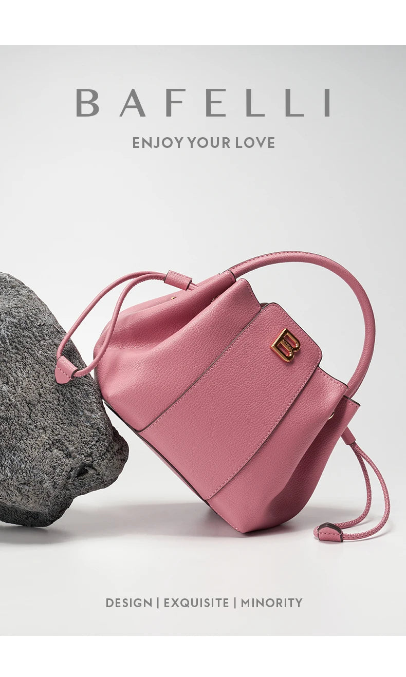 BAFELLI 2025 WOMEN'S HANDBAG BUCKET BAG FASHION LEATHER STYLISH SHOULDER LUXURY BRAND FEMALE DESIGNER PURSE CLASSIC