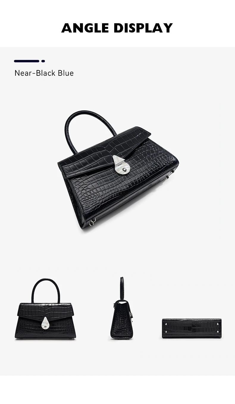 Luxury Genuine Leather Women's Handbag Bafelli Crocodile Pattern Shoulder Bag & Crossbody Purse Stylish Versatile Designer Bag