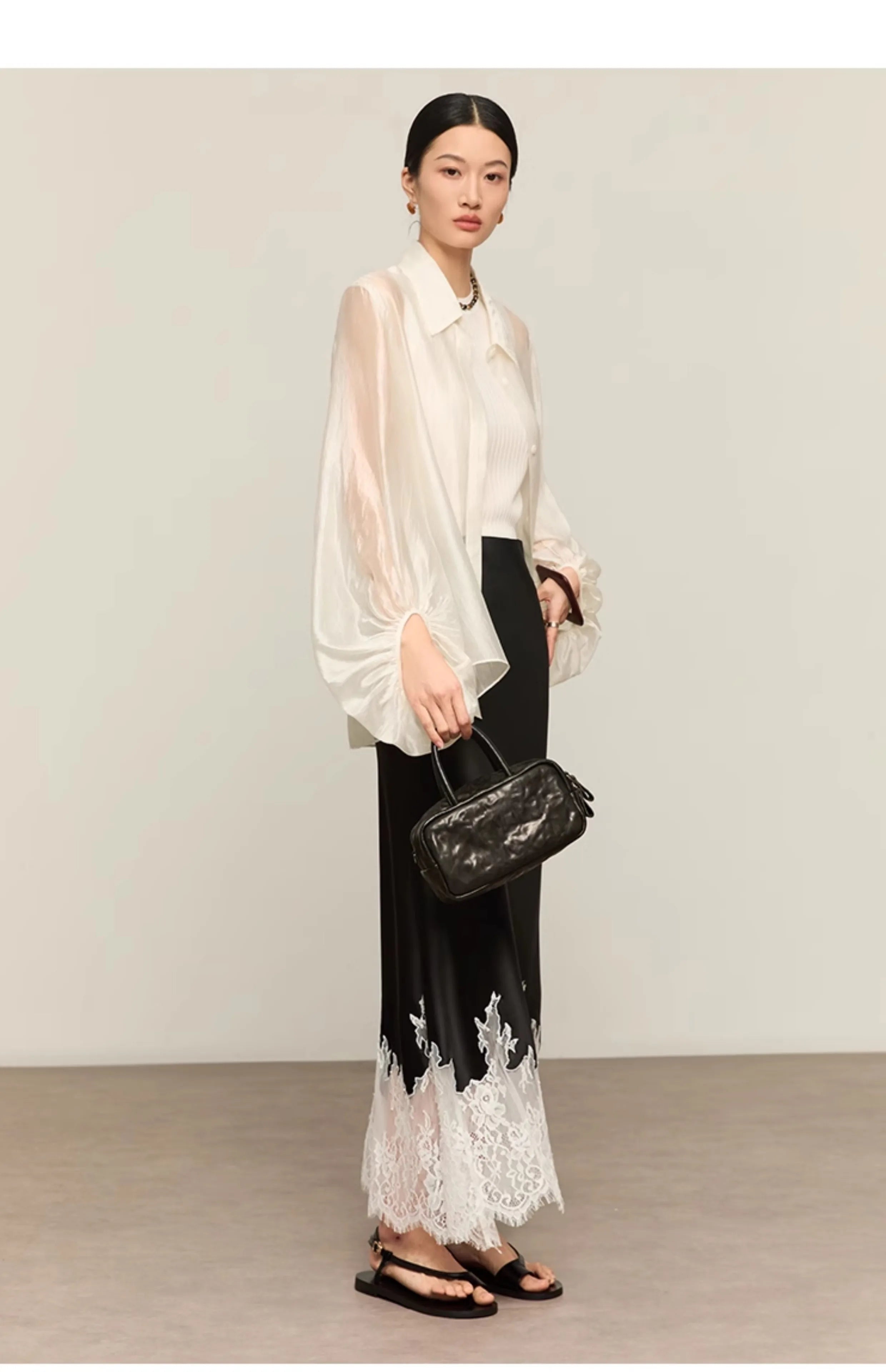 2025 New Arrival Summer Women Casual High Waist Elegant Slim Pencil Skirt Lace Patchwork Good Quality Ankle-length Skirts T11