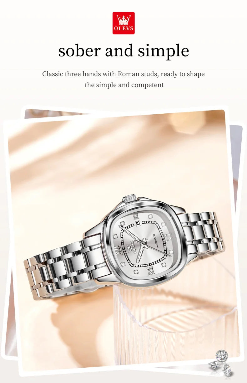 OLEVS 9810 Ladies Watch Luxury Automatic Mechanical Watch Waterproof Luminous Date Watch For Women Bracelet Set Original Reloj