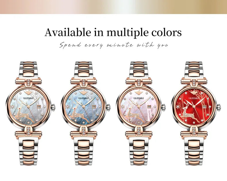 OUPINKE 3180 Luxury Brand Women Watch Original Automatic Mechanical Watch Calendar Elegant Women Dress Bracelet Watch Gift Box