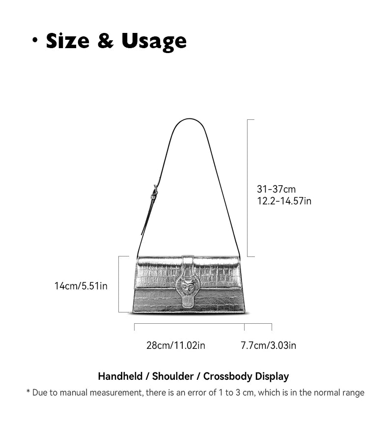 BAFELLI 2025 NEW WOMEN'S LUXURY BAGS CAT BRAND FASHION HANDBAG SILVER LEATHER CLUTCH STYLISH EVENING CASUAL PURSE HIGH QUALITY