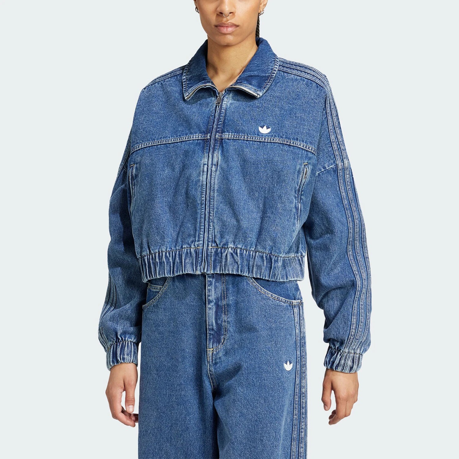 Adidas Official Genuine Three Stripes Women's Sports Zippered Casual Lapel Jacket IW5762