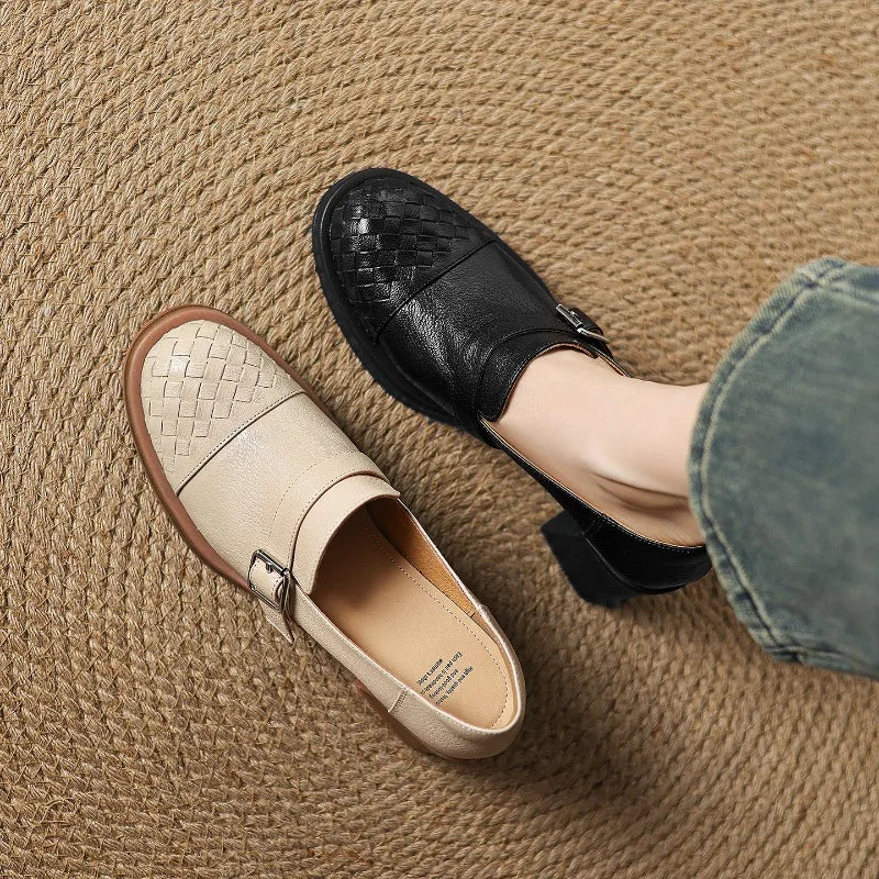 Women Genuine Leather Pumps Solid Color Fashion Simple Elegant All Season Daily Wear High Heels ≥5cm