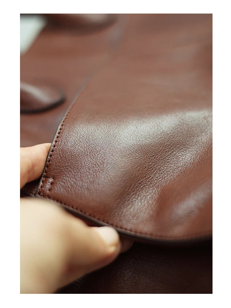 Women's Genuine Leather Large Capacity Tote Bag Female Retro Luxury Briefcase Vintage Cowhide Shoulder Handbag