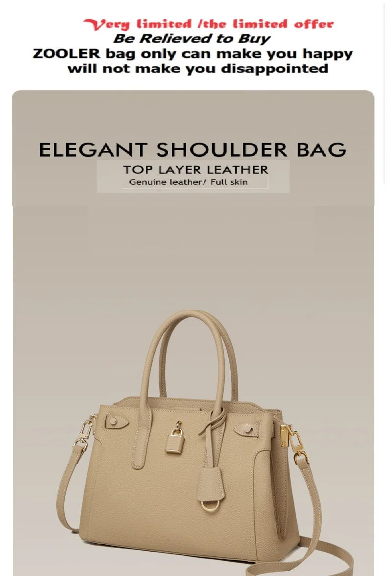 ZOOLER Real Soft Totes Genuine Leather Single Shoulder Bag Cow Skin Women  Milky Purses Quality Handbag Female#HY553