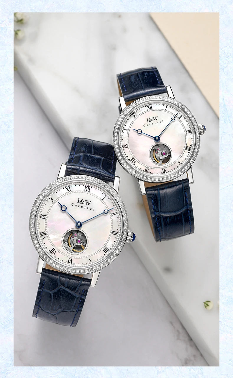 CARNIVAL Brand Luxury Mechanical Watch for Women Ladies Fashion Sapphire Automatic Movement Wristwatches Waterproof Reloj Mujer