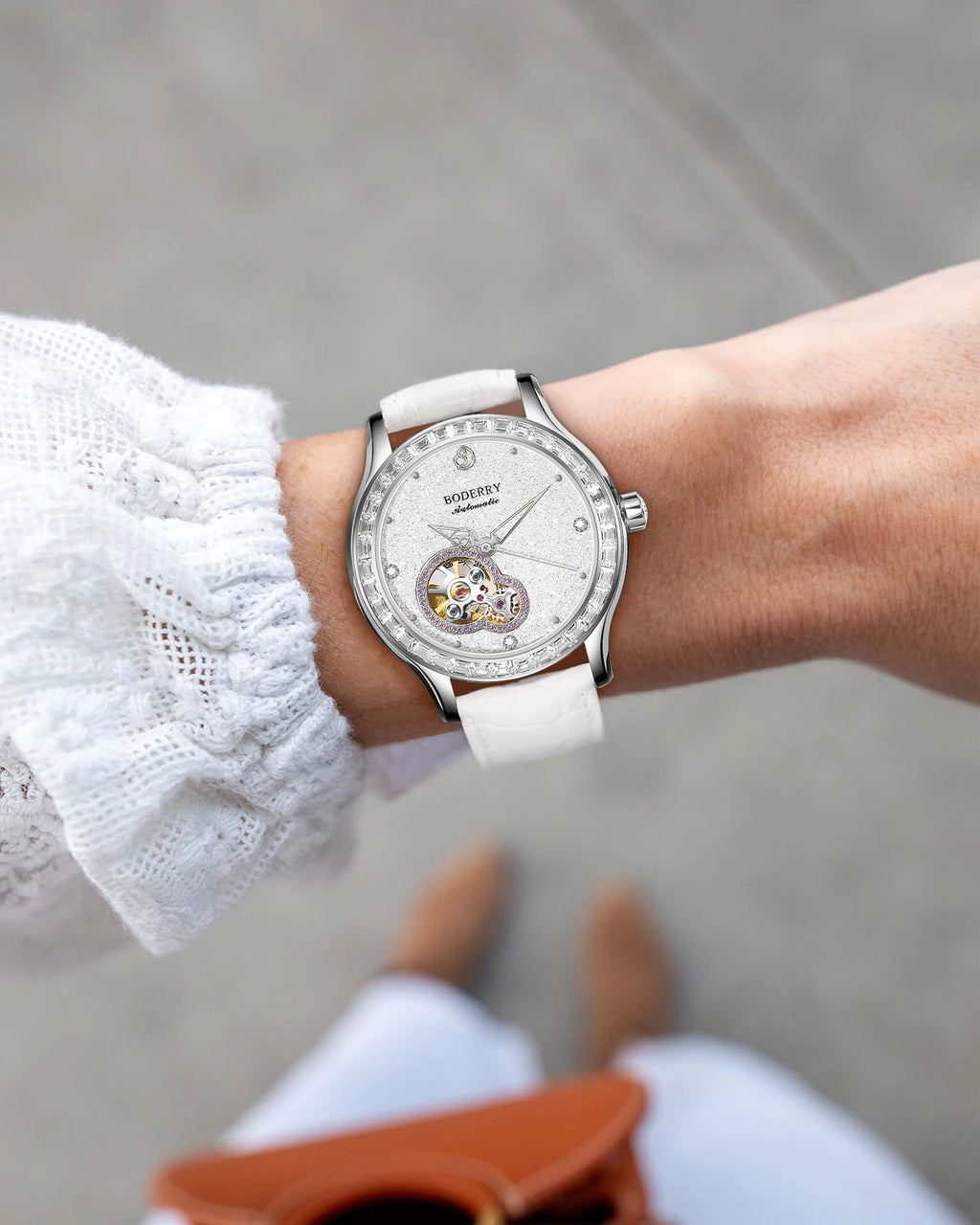 Boderry Luxury Watch Women Automatic Seagull ST1 Diamond Skeleton Sapphire Crystal Glass Female Waterproof Wristwatch Marry Gift
