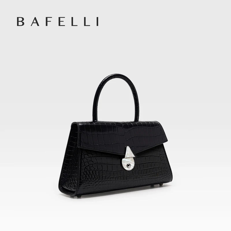 Luxury Genuine Leather Women's Handbag Bafelli Crocodile Pattern Shoulder Bag & Crossbody Purse Stylish Versatile Designer Bag