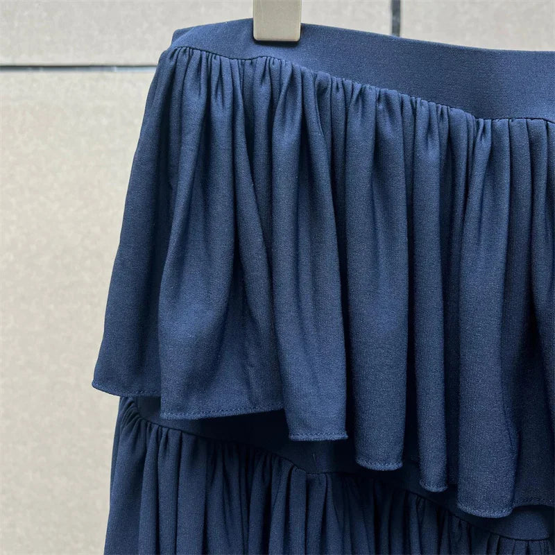 Women's skirt New asymmetrical slim women's half skirt for summer 2025 Elastic low waisted long skirt cake skirt Pleated skirt