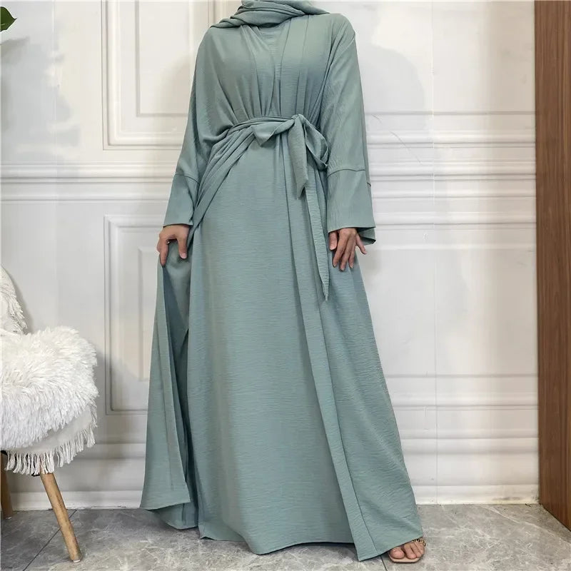 Muslim Fashion Hijab Dubai Abaya Long Dresses Women with Sashes Islam Clothing Abaya African Dresses for Women Musulman Djellaba