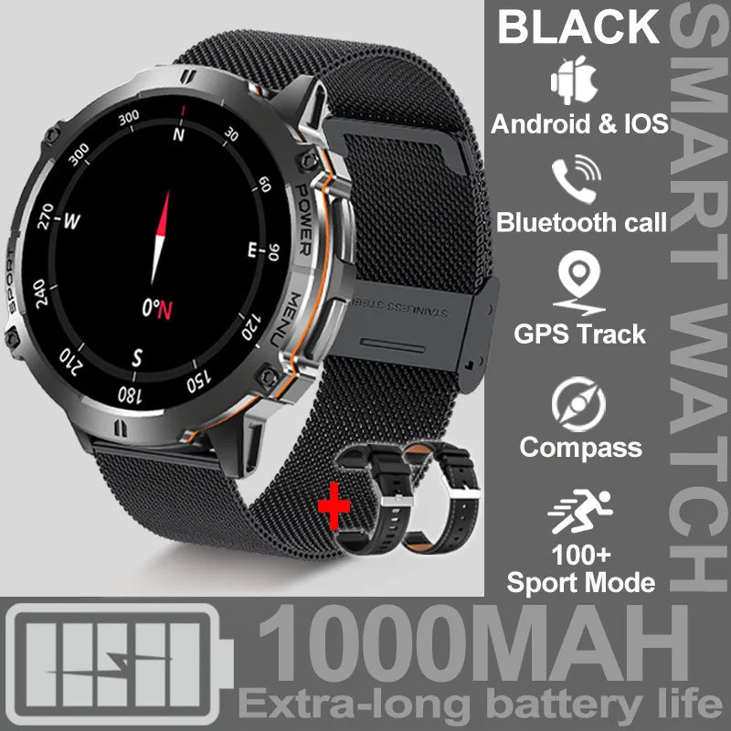 For XIAOMI 1000MAH endurance Sport Smart Watch Men 1.73-inch HD Screen GPS tracker Compass Bluetooth Call Waterproof Smart Watch