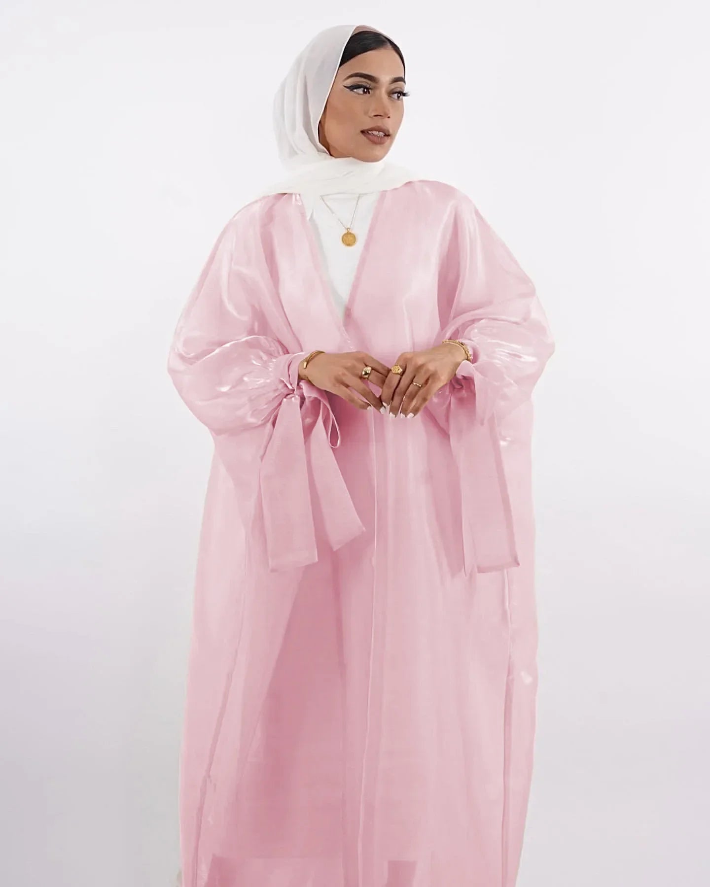 2025 Eid Abaya Dubai Puff Sleeves Muslim Dress Silky Turkey Kaftans for WomenRobe Kimono Islam Abayas Femme Musulmane African