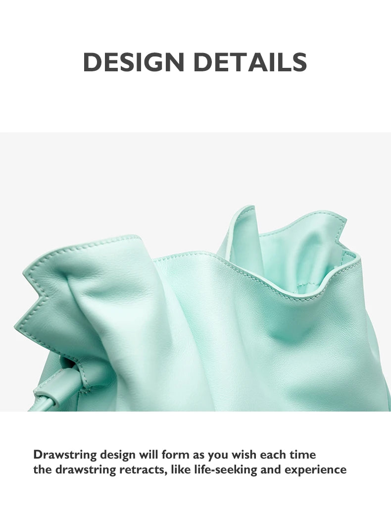 BAFELLI 2025 NEW WOMEN'S BAG LEATHER CASUAL BUCKET HANDBAGS FOR FEMALE TREND FASHION SHOPPER PURSE LUXURY BRAND SHOULDER