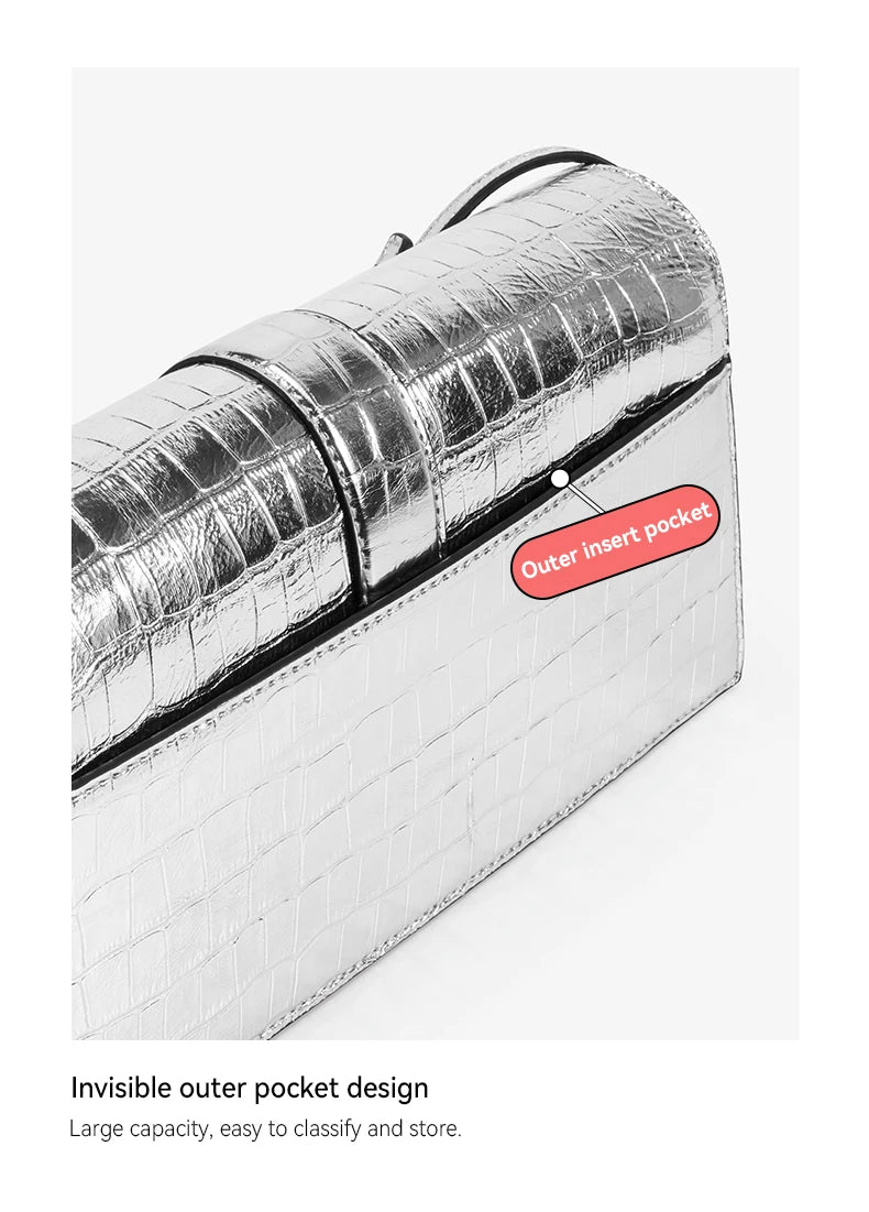 BAFELLI 2025 NEW WOMEN'S LUXURY BAGS CAT BRAND FASHION HANDBAG SILVER LEATHER CLUTCH STYLISH EVENING CASUAL PURSE HIGH QUALITY