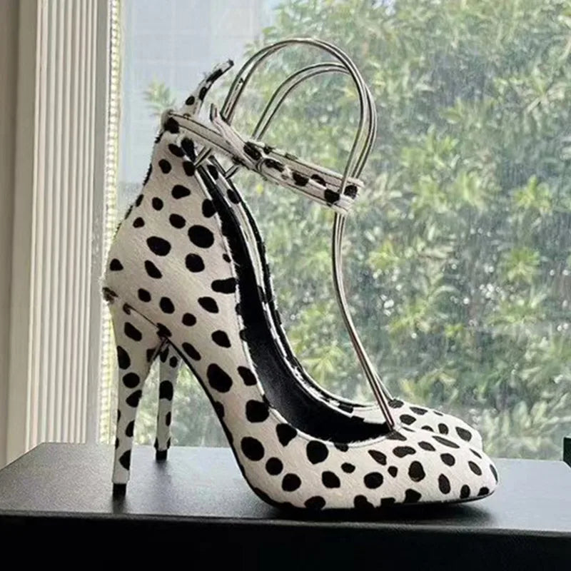 2025 New Luxury Designer Ultra High Heels Sexy Genuine Leather Shallow Mouth Thin Heel Strap Fashion Single Shoes Size 41