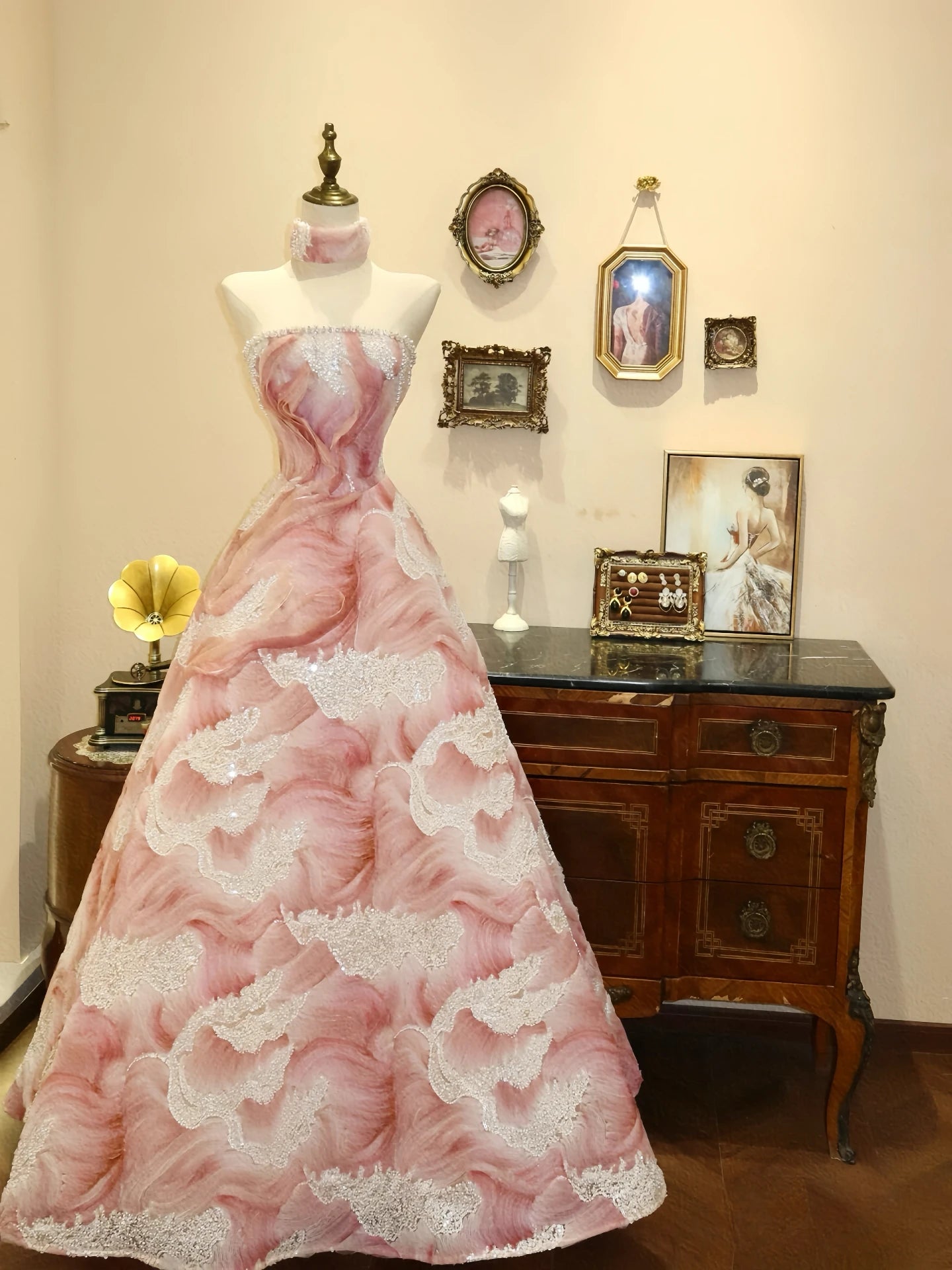 Rose Pink Evening Dresses Light Luxury Strapless High-end Princess Style Wedding Formal Toast Party Bridesmaid Prom Gowns New