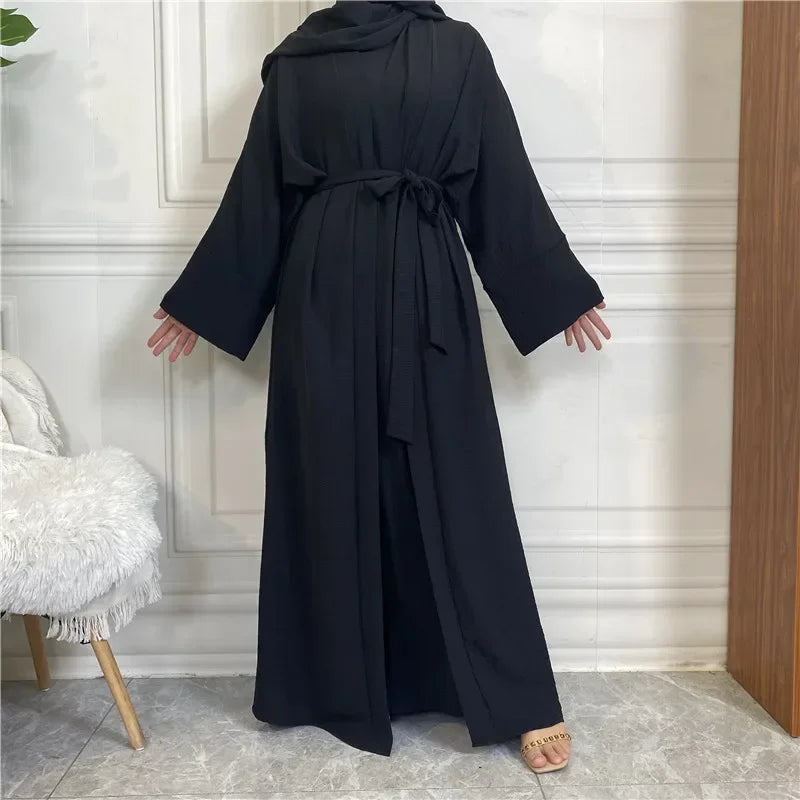 Muslim Fashion Hijab Dubai Abaya Long Dresses Women with Sashes Islam Clothing Abaya African Dresses for Women Musulman Djellaba