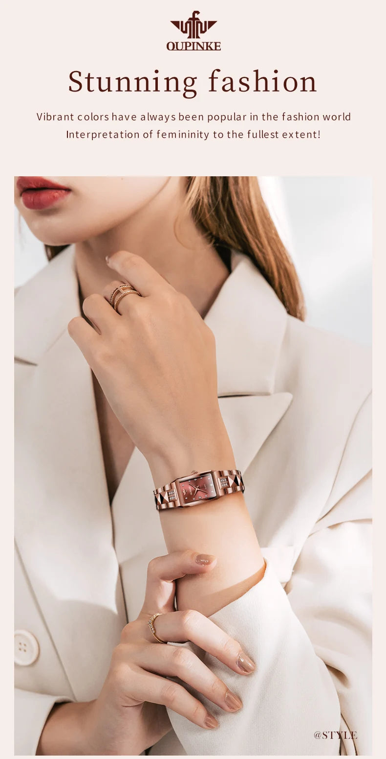 OUPINKE 3246 Japan Movement Automatic Women's Watch Luxury Elegant Diamond Tungsten steel Band Waterproof Wristwatch for Men NEW