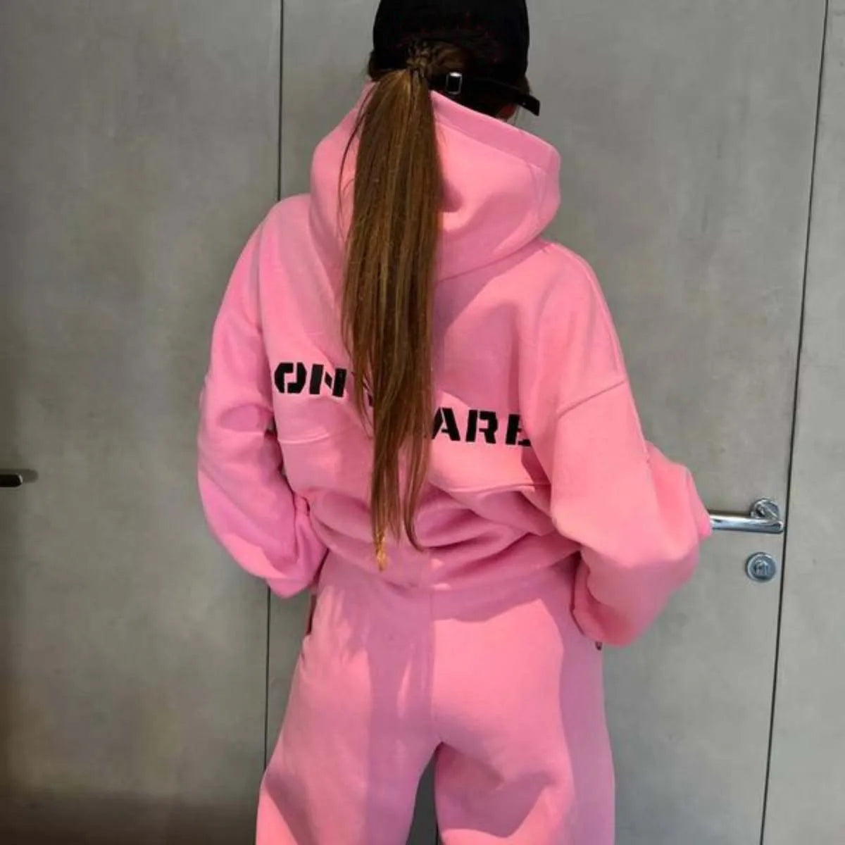 European and American Spring and Autumn Women's Fashion Personalized Hooded Printed Hoodie Sports Fitness Leisure Set