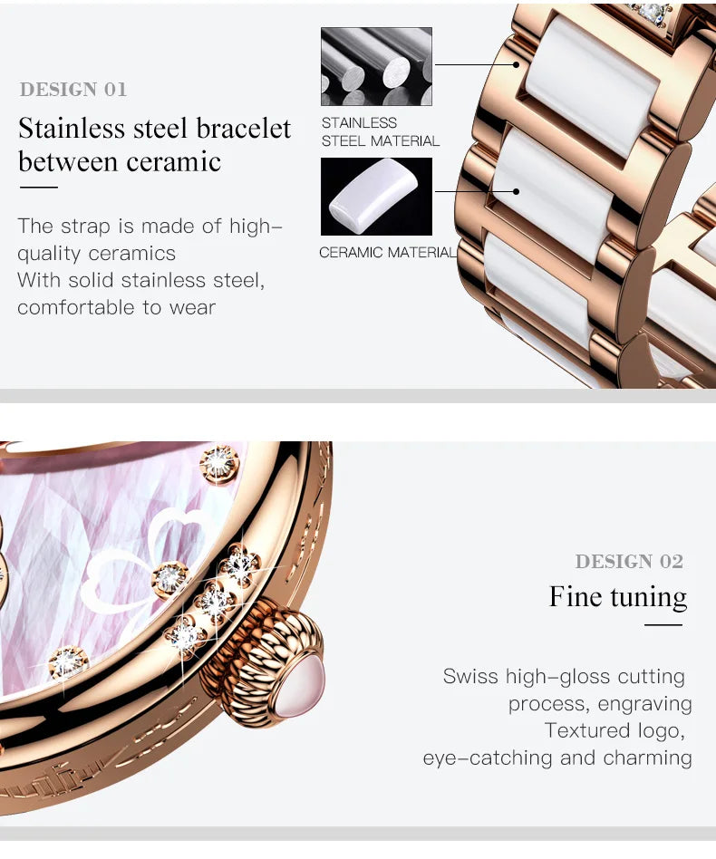 OUPINKE 3183 Women Watch Top Luxury Brand Automatic Mechanical Tungsten Steel Watchstrap Waterproof Gift Box Watches For Women