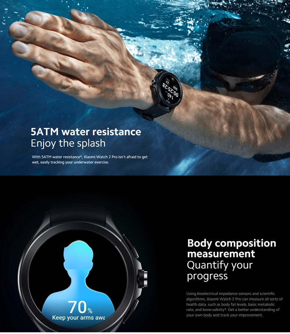 Global Version Xiaomi Watch 2 Pro 1.43" AMOLED Display 150+ Sports Modes Snapdragon W5+ Gen 1 Magnetic Charge Mi Smart Watch