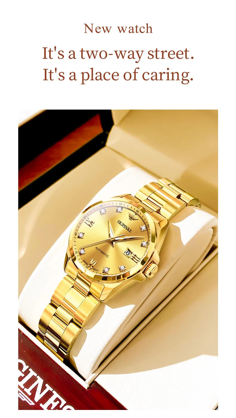 OUPINKE 3199 Real Diamond Swiss Automatic Watch for Women Original Top Brand Mechanical Women's Watches Luxury Ladies Wristwatch
