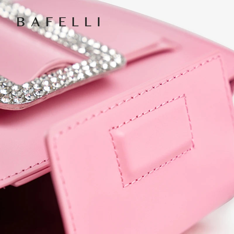BAFELLI 2025 NEW WOMEN'S FASHION PINK EVENING HANDBAG SHOULDER BOXY BAG CASUAL PURSE LUXURY BRAND DESIGNER LEATHER TREND LADY