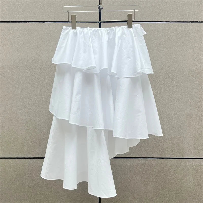 Women's skirt New irregular ruffle edge slim fit women's half skirt for summer 2025 High waist slim pure cotton long skirt y2k