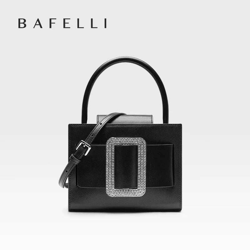 BAFELLI 2025 NEW WOMEN'S FASHION PINK EVENING HANDBAG SHOULDER BOXY BAG CASUAL PURSE LUXURY BRAND DESIGNER LEATHER TREND LADY
