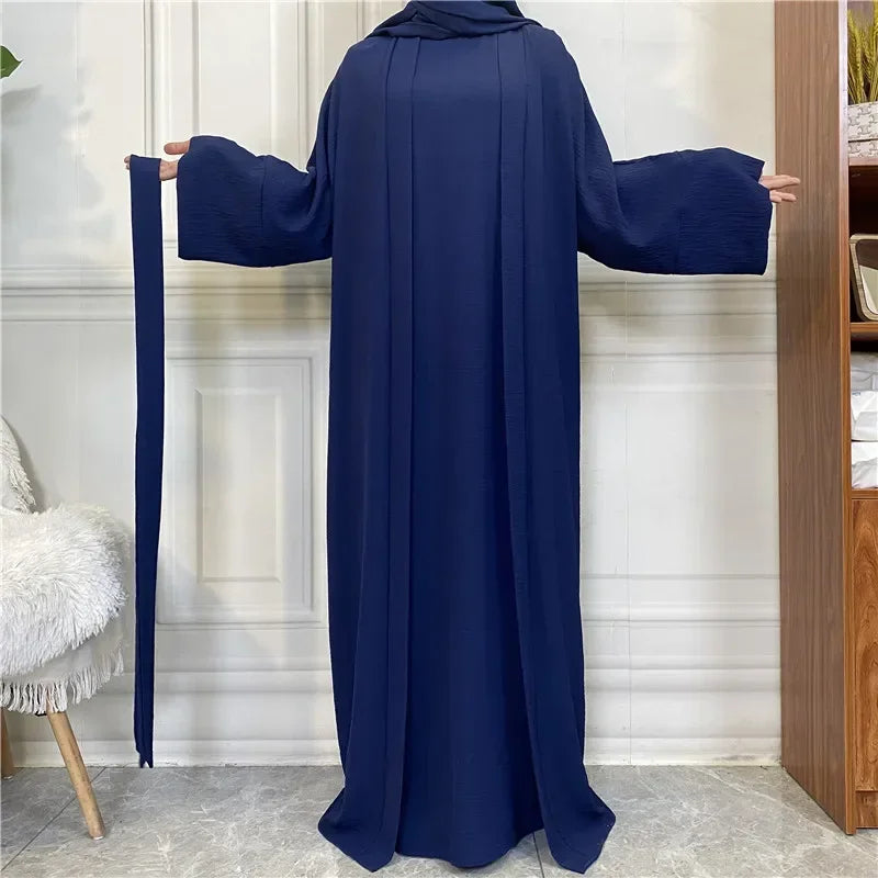 Muslim Fashion Hijab Dubai Abaya Long Dresses Women with Sashes Islam Clothing Abaya African Dresses for Women Musulman Djellaba