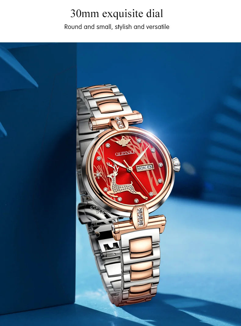 OUPINKE 3180 Luxury Brand Women Watch Original Automatic Mechanical Watch Calendar Elegant Women Dress Bracelet Watch Gift Box