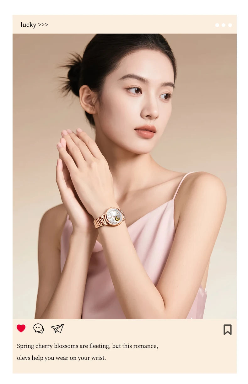 OLEVS 6732 Women Watches Luxury FashionAutomatic Mechanical Watch Stainless Steel Waterproof Watches For Women Gifts Box New