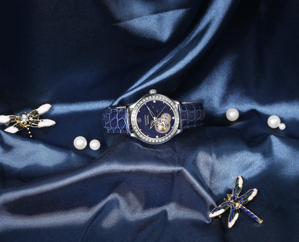 Boderry Luxury Watch Women Automatic Seagull ST1 Diamond Skeleton Sapphire Crystal Glass Female Waterproof Wristwatch Marry Gift