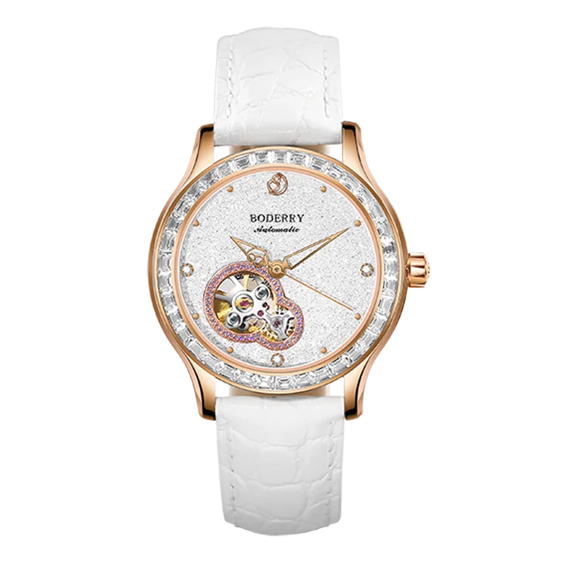 Boderry Luxury Watch Women Automatic Seagull ST1 Diamond Skeleton Sapphire Crystal Glass Female Waterproof Wristwatch Marry Gift