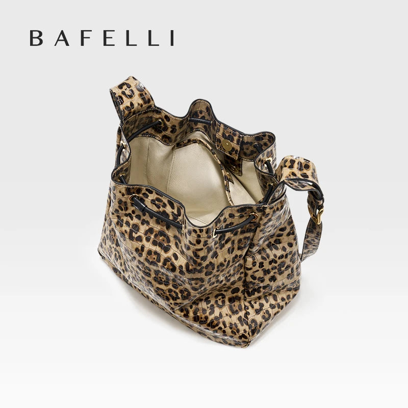 BAFELLI WOMEN'S NEW BAGS LUXURY FASHION LEATHER HANDBAGS 2025 HIGH QUALITY DESIGNER BRAND CAPACITY LADIES SHOULDER LEOPARD PRINT