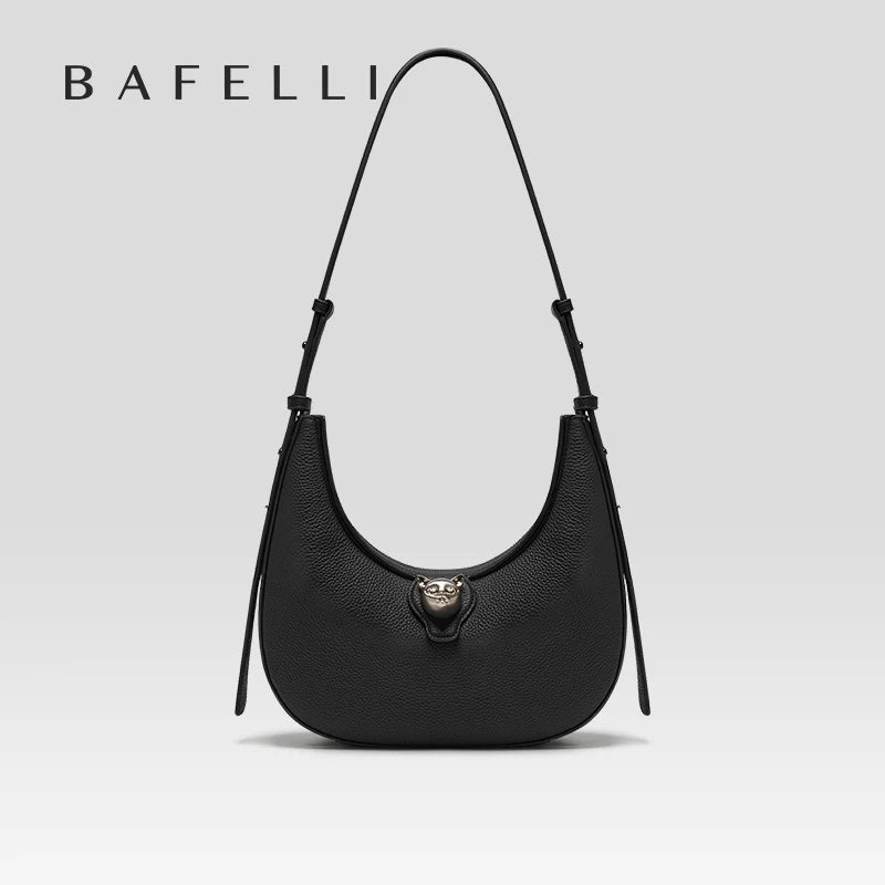 BAFELLI 2025 NEW WOMEN'S HANDBAG CAT SERIES GENUINE LEATHER LUXURY BRAND FASHION RETRO STYLE SHOULDER HOBOS FLAP BAGS FEMALE
