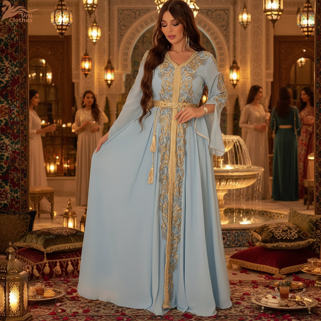 Luxury Dubai Abayas Eid Djellaba Jalabiya Women Muslim Evening Party Maxi Dress Turkey Kaftan Islam Clothing Morocco Vestidos