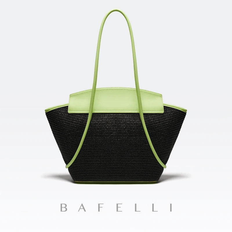 BAFELLI 2025 NEW WOMEN'S CASUAL TOTE BEACH BAG LARGE TRAVEL PURSE LUXURY DESIGNER BRAND GENUINE LEATHER FEMALE BAGS
